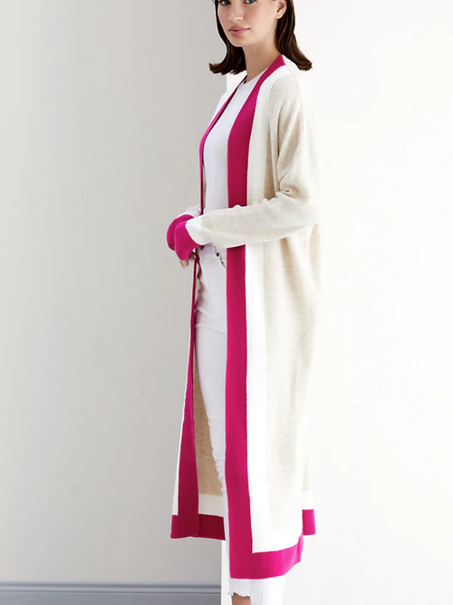 Khaki & Fuchsia Duster