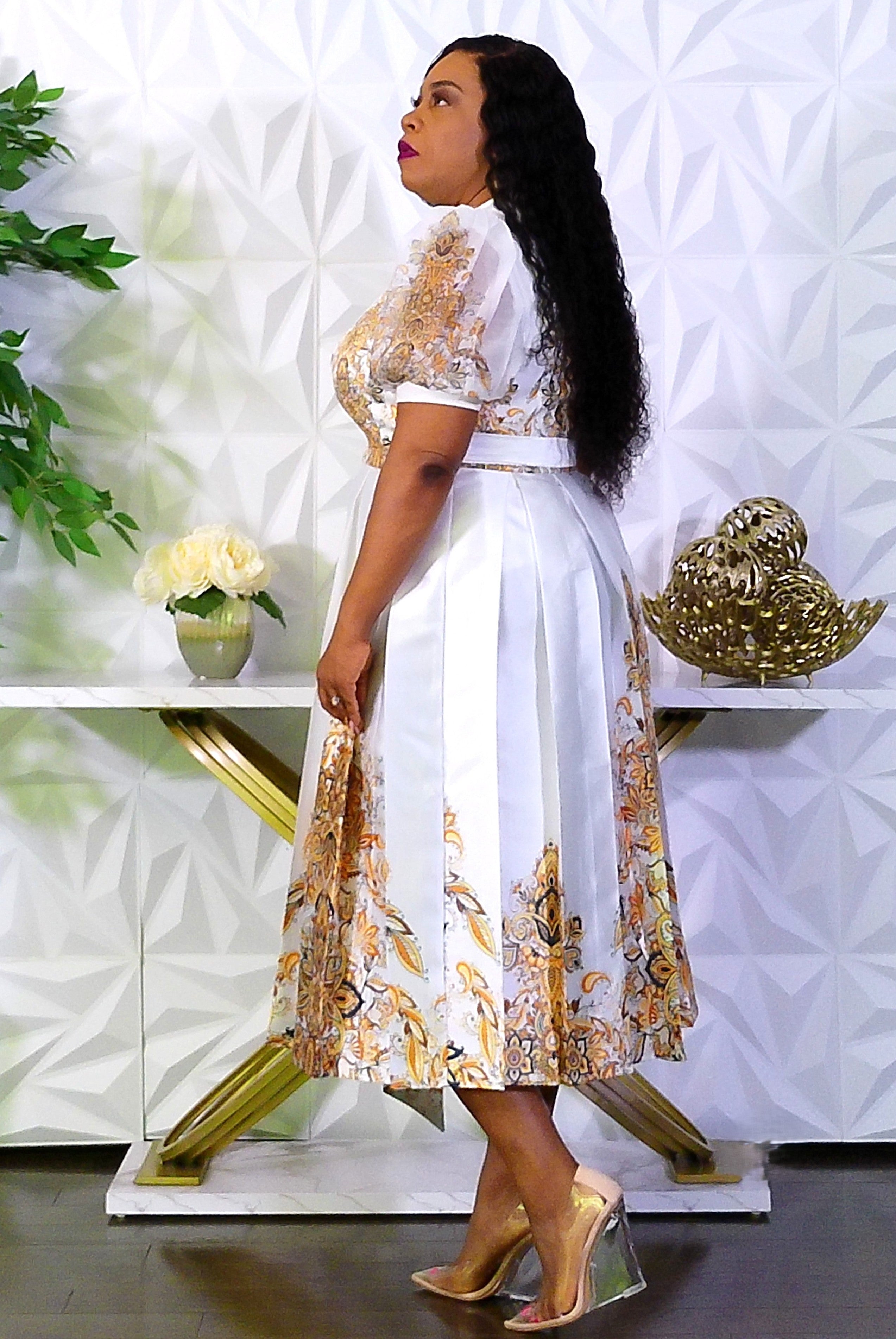 Drenched in Paisley & White Dress