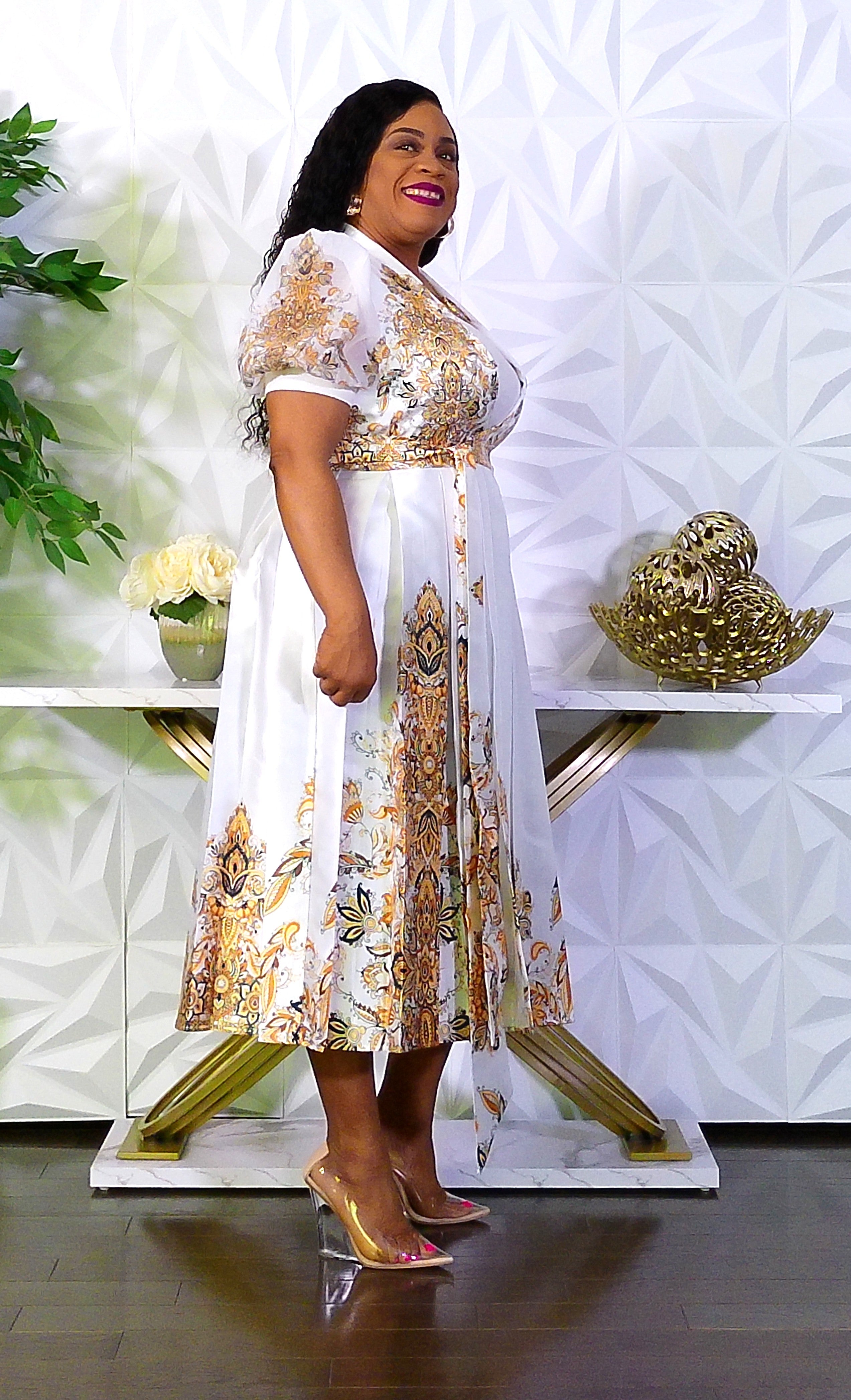 Drenched in Paisley & White Dress