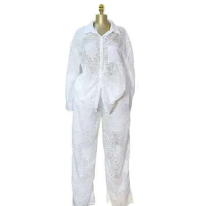 Casual Top and Pant Set White