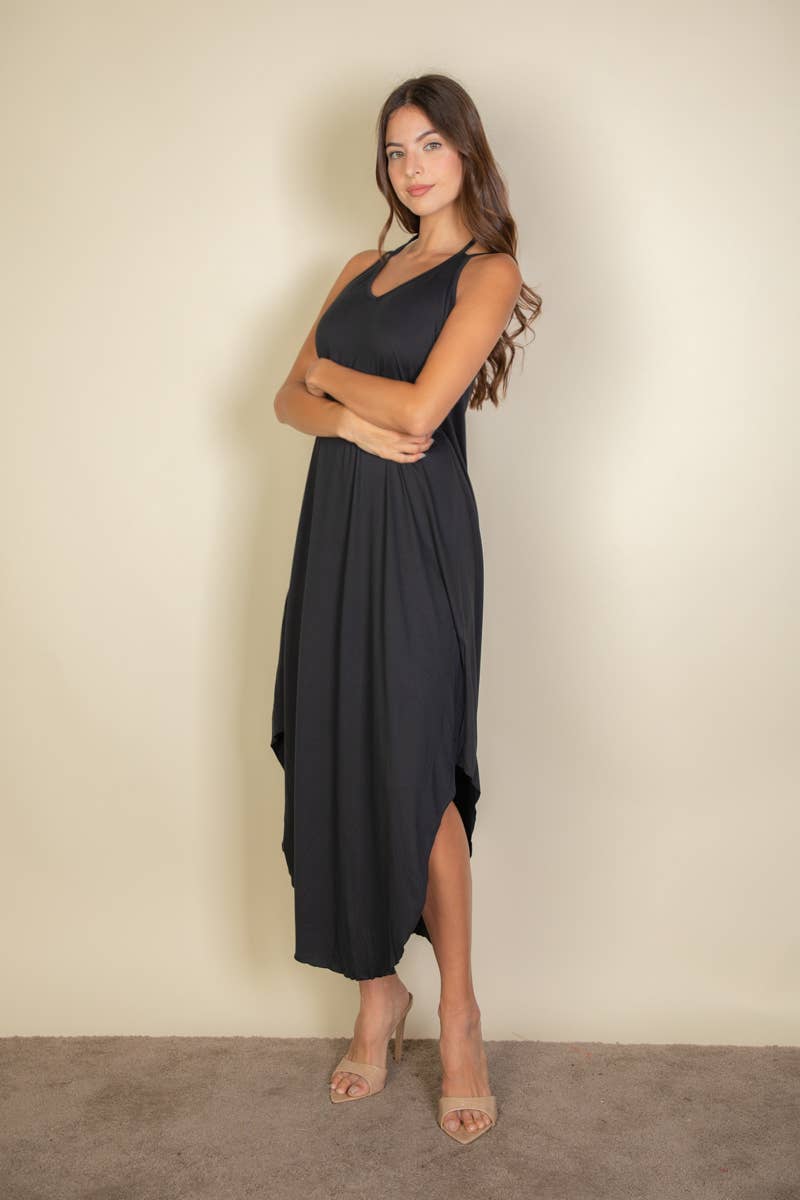 Solid Cami Double Strap Dress