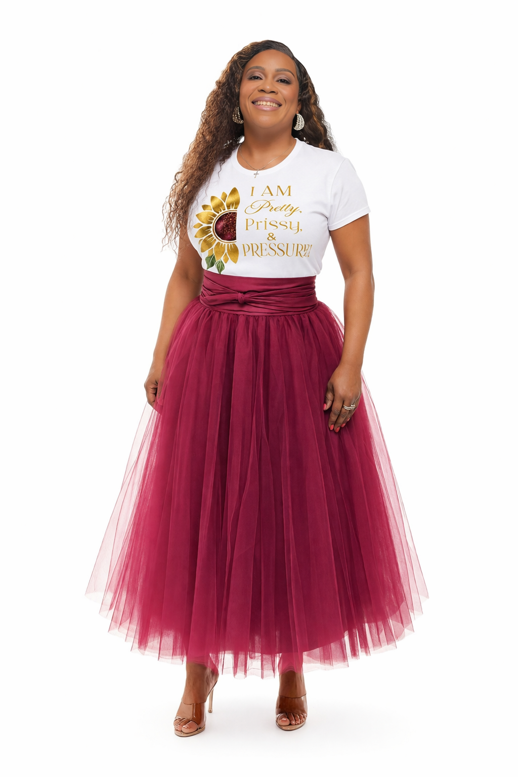 New Wine Soft Tulle Skirt