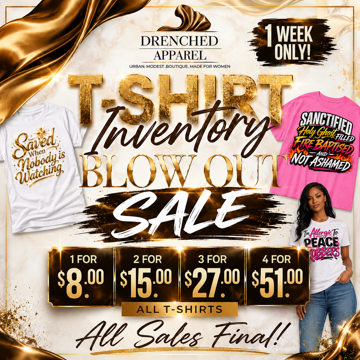2 For $15.00 T-SHIRT Inventory Blowout Sale