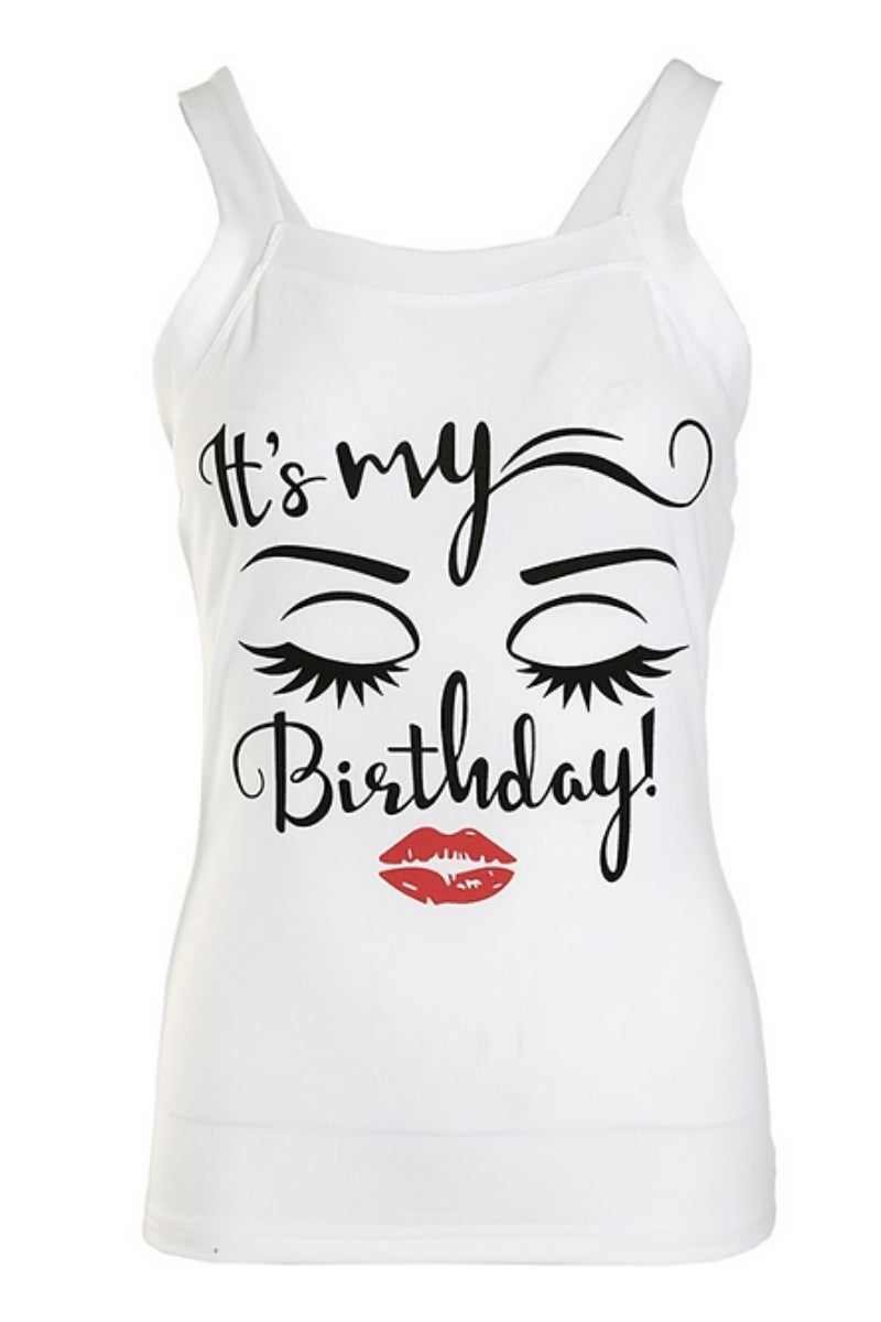 Lip Letter Figure Birthday Backless  Top