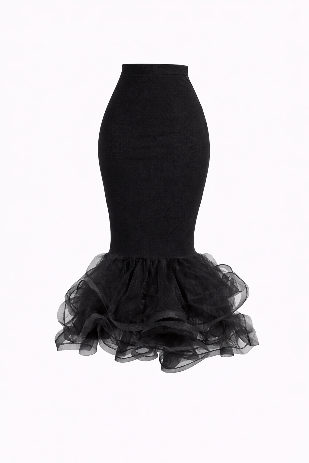 Fabulous in Black Pencil Ruffle Skirt