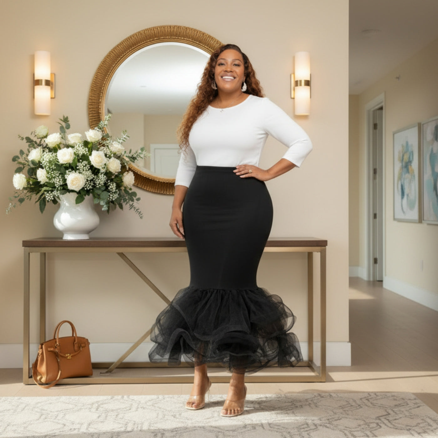 Fabulous in Black Pencil Ruffle Skirt