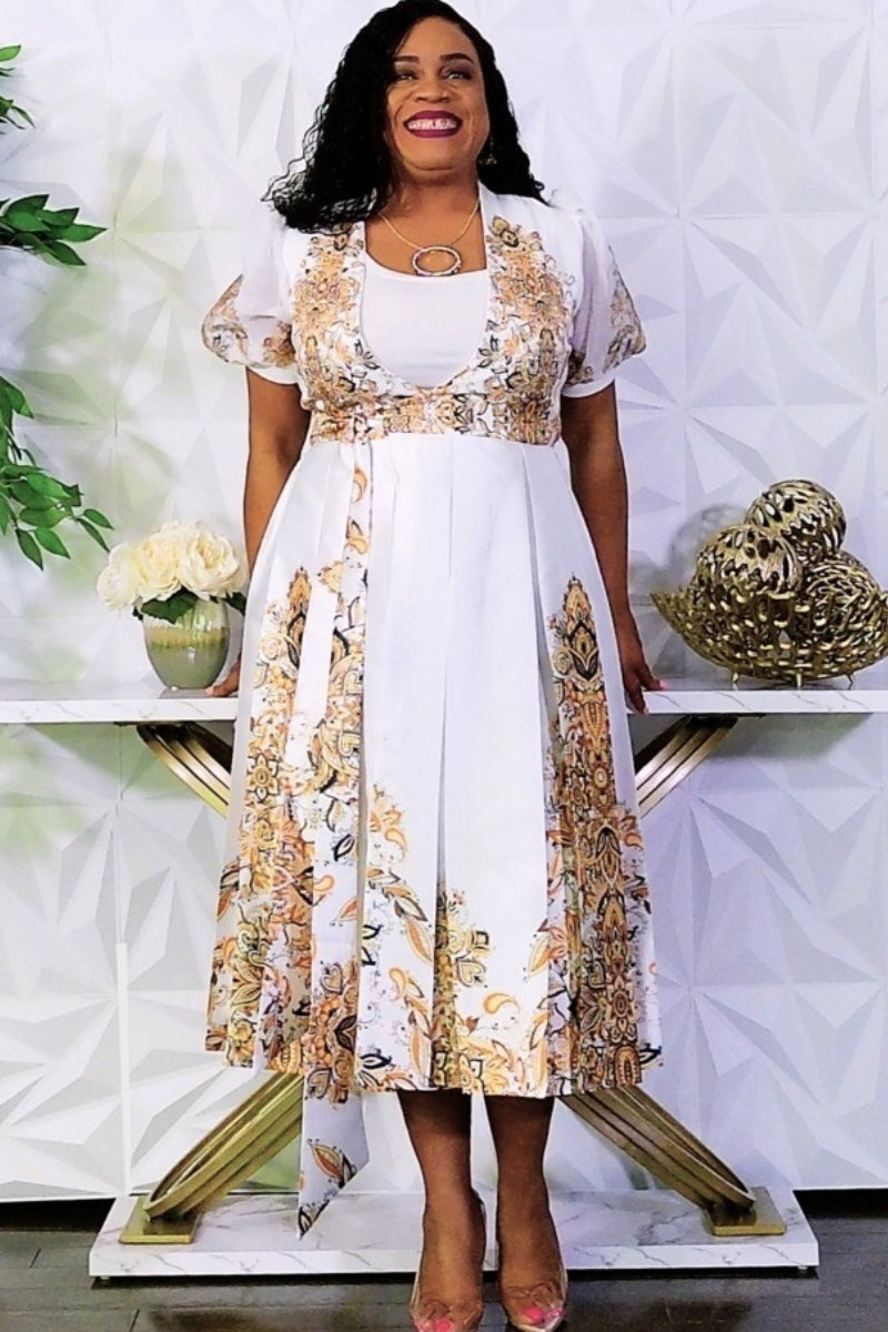 Drenched in Paisley & White Dress