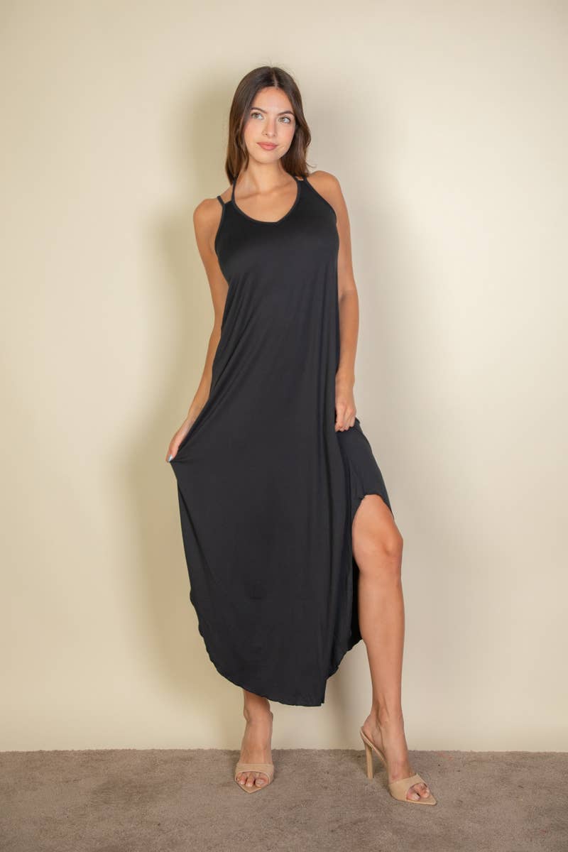 Solid Cami Double Strap Dress