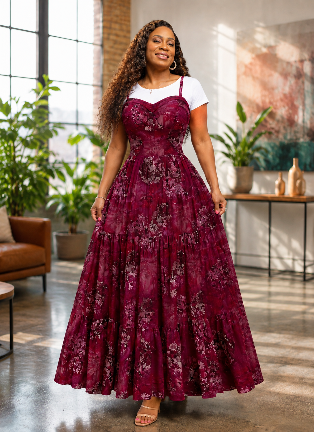 🌸 The Burgundy Bliss Maxi
