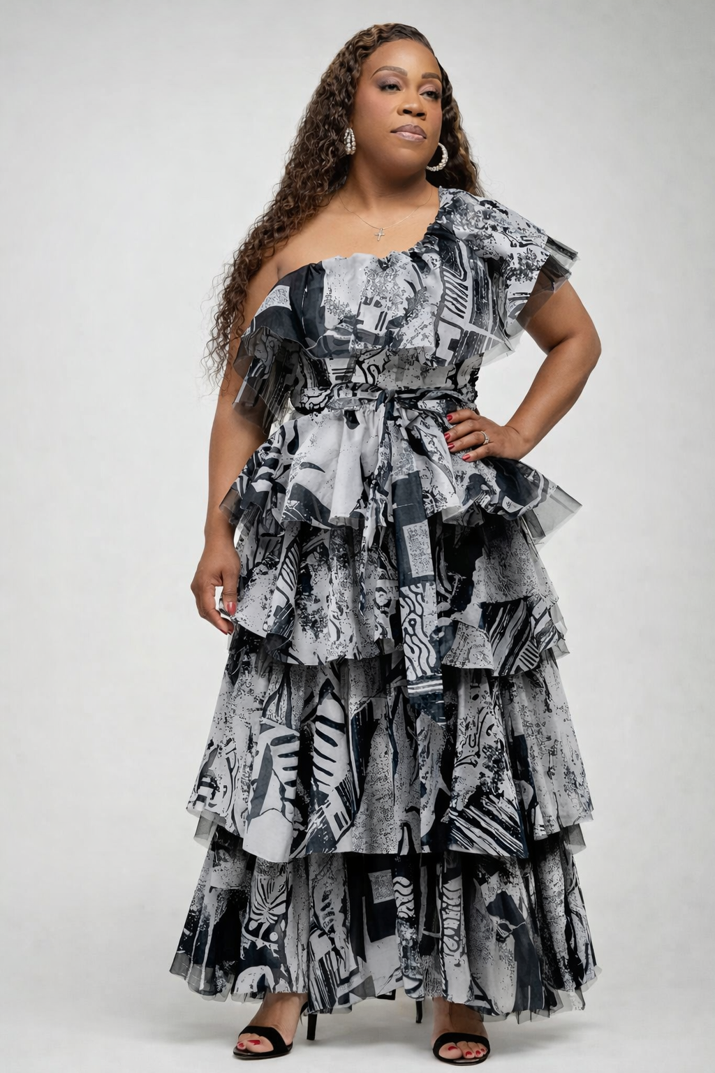 Dominion in Motion | One-Shoulder Tiered Statement Dress
