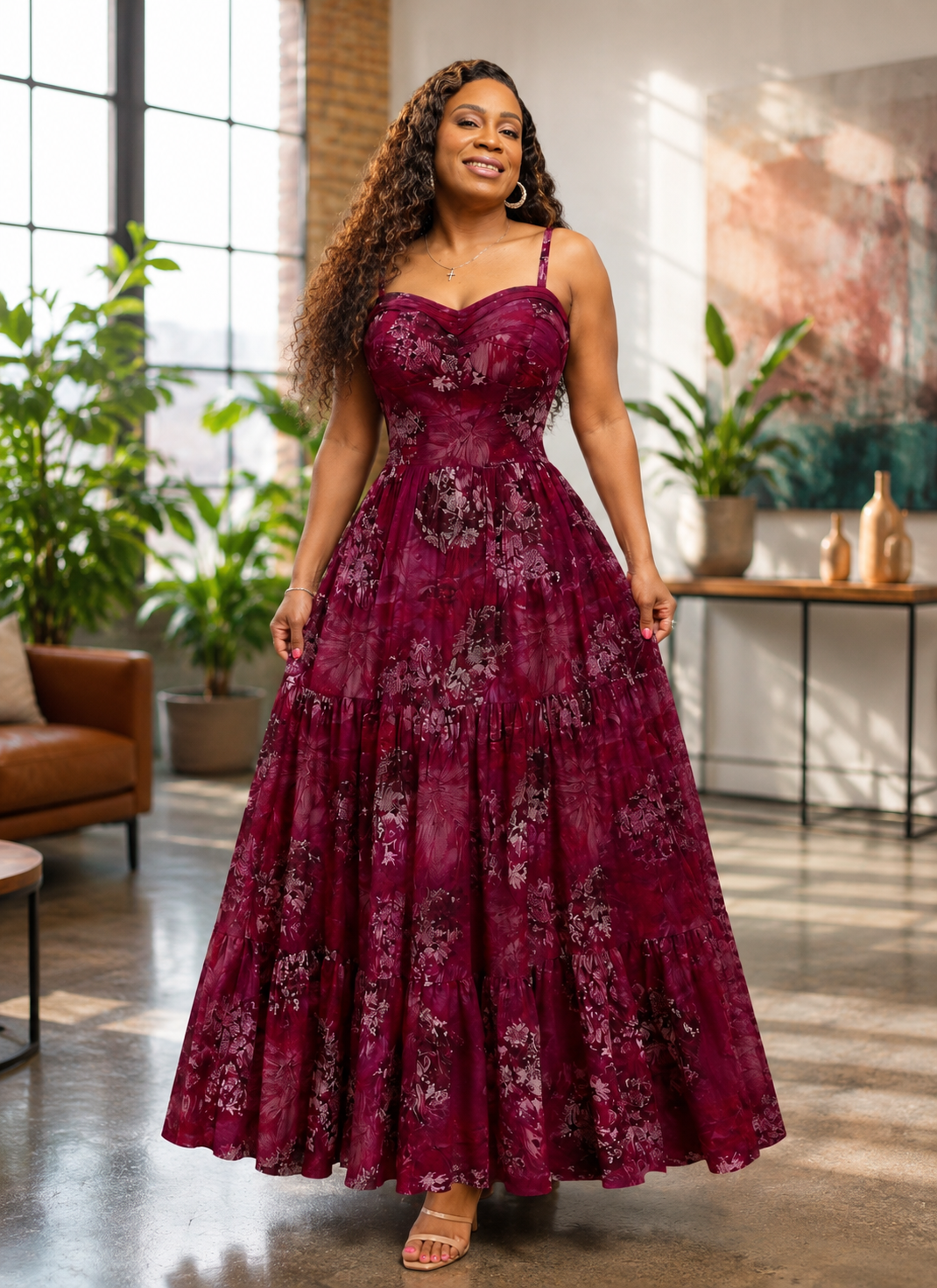 🌸 The Burgundy Bliss Maxi